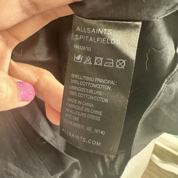 AllSaints Short Dress UK 8 Black Goth Steampunk Parachute Boxy Grunge Fairy US 4 - Picture 12 of 14